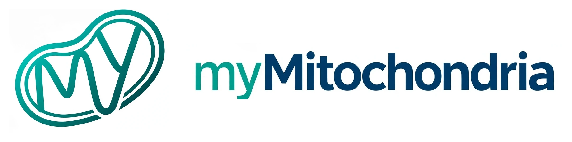 MyMitochondria — teal mitochondrion icon and my Mitochondria wordmark